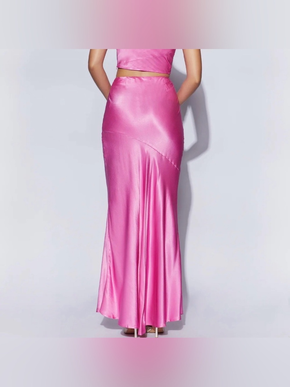 Meshki Poppy Satin Maxi Skirt in Pink - Picture 2 of 4
